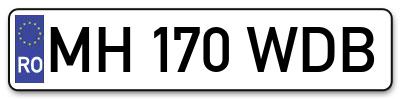 Placuta inmatriculare numar auto  MH-170-WDB, MH 170 WDB, MH170WDB