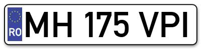 Placuta inmatriculare numar auto  MH-175-VPI, MH 175 VPI, MH175VPI
