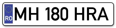 Placuta inmatriculare numar auto  MH-180-HRA, MH 180 HRA, MH180HRA