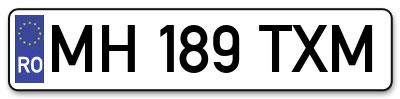 Placuta inmatriculare numar auto  MH-189-TXM, MH 189 TXM, MH189TXM