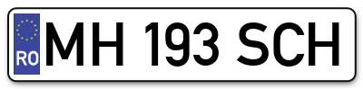 Placuta inmatriculare numar auto  MH-193-SCH, MH 193 SCH, MH193SCH