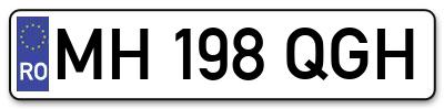 Placuta inmatriculare numar auto  MH-198-QGH, MH 198 QGH, MH198QGH