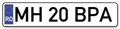 Placuta inmatriculare numar auto  MH-20-BPA, MH 20 BPA, MH20BPA