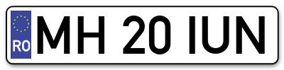 Placuta inmatriculare numar auto  MH-20-IUN, MH 20 IUN, MH20IUN