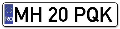 Placuta inmatriculare numar auto  MH-20-PQK, MH 20 PQK, MH20PQK