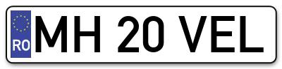 Placuta inmatriculare numar auto  MH-20-VEL, MH 20 VEL, MH20VEL