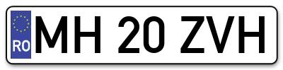 Placuta inmatriculare numar auto  MH-20-ZVH, MH 20 ZVH, MH20ZVH