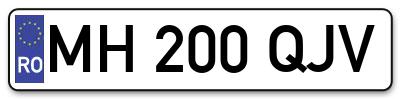 Placuta inmatriculare numar auto  MH-200-QJV, MH 200 QJV, MH200QJV