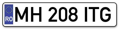 Placuta inmatriculare numar auto  MH-208-ITG, MH 208 ITG, MH208ITG