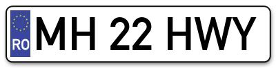Placuta inmatriculare numar auto  MH-22-HWY, MH 22 HWY, MH22HWY