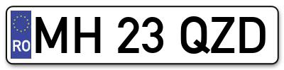 Placuta inmatriculare numar auto  MH-23-QZD, MH 23 QZD, MH23QZD