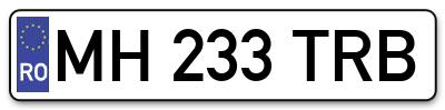 Placuta inmatriculare numar auto  MH-233-TRB, MH 233 TRB, MH233TRB