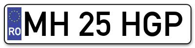 Placuta inmatriculare numar auto  MH-25-HGP, MH 25 HGP, MH25HGP