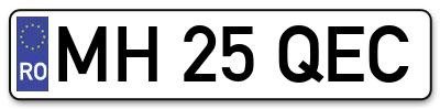 Placuta inmatriculare numar auto  MH-25-QEC, MH 25 QEC, MH25QEC