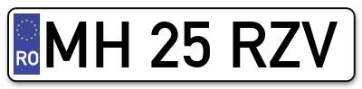 Placuta inmatriculare numar auto  MH-25-RZV, MH 25 RZV, MH25RZV