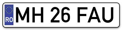 Placuta inmatriculare numar auto  MH-26-FAU, MH 26 FAU, MH26FAU