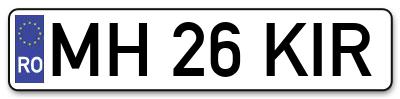 Placuta inmatriculare numar auto  MH-26-KIR, MH 26 KIR, MH26KIR