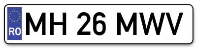 Placuta inmatriculare numar auto  MH-26-MWV, MH 26 MWV, MH26MWV