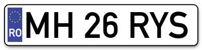 Placuta inmatriculare numar auto  MH-26-RYS, MH 26 RYS, MH26RYS