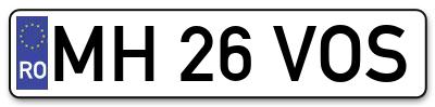 Placuta inmatriculare numar auto  MH-26-VOS, MH 26 VOS, MH26VOS