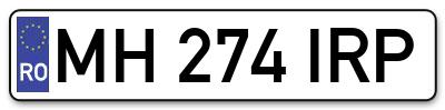 Placuta inmatriculare numar auto  MH-274-IRP, MH 274 IRP, MH274IRP