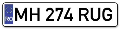 Placuta inmatriculare numar auto  MH-274-RUG, MH 274 RUG, MH274RUG