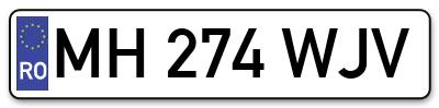 Placuta inmatriculare numar auto  MH-274-WJV, MH 274 WJV, MH274WJV