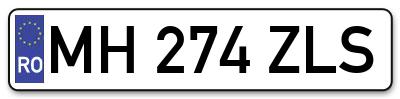Placuta inmatriculare numar auto  MH-274-ZLS, MH 274 ZLS, MH274ZLS