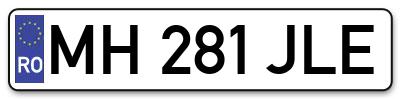 Placuta inmatriculare numar auto  MH-281-JLE, MH 281 JLE, MH281JLE
