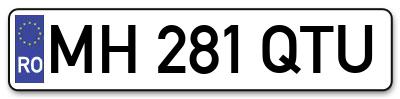 Placuta inmatriculare numar auto  MH-281-QTU, MH 281 QTU, MH281QTU