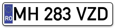 Placuta inmatriculare numar auto  MH-283-VZD, MH 283 VZD, MH283VZD