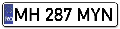 Placuta inmatriculare numar auto  MH-287-MYN, MH 287 MYN, MH287MYN