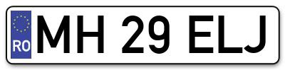 Placuta inmatriculare numar auto  MH-29-ELJ, MH 29 ELJ, MH29ELJ