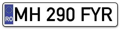 Placuta inmatriculare numar auto  MH-290-FYR, MH 290 FYR, MH290FYR