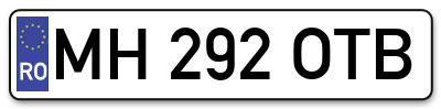 Placuta inmatriculare numar auto  MH-292-OTB, MH 292 OTB, MH292OTB