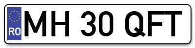 Placuta inmatriculare numar auto  MH-30-QFT, MH 30 QFT, MH30QFT