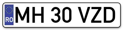 Placuta inmatriculare numar auto  MH-30-VZD, MH 30 VZD, MH30VZD