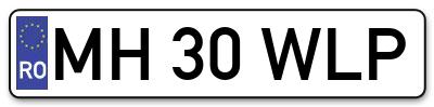 Placuta inmatriculare numar auto  MH-30-WLP, MH 30 WLP, MH30WLP