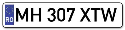 Placuta inmatriculare numar auto  MH-307-XTW, MH 307 XTW, MH307XTW