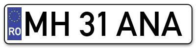 Placuta inmatriculare numar auto  MH-31-ANA, MH 31 ANA, MH31ANA