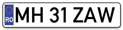 Placuta inmatriculare numar auto  MH-31-ZAW, MH 31 ZAW, MH31ZAW