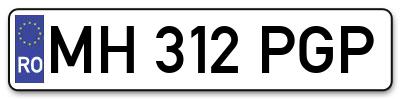 Placuta inmatriculare numar auto  MH-312-PGP, MH 312 PGP, MH312PGP