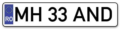 Placuta inmatriculare numar auto  MH-33-AND, MH 33 AND, MH33AND