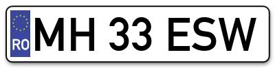 Placuta inmatriculare numar auto  MH-33-ESW, MH 33 ESW, MH33ESW