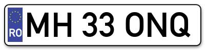 Placuta inmatriculare numar auto  MH-33-ONQ, MH 33 ONQ, MH33ONQ