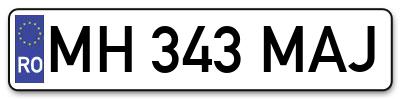 Placuta inmatriculare numar auto  MH-343-MAJ, MH 343 MAJ, MH343MAJ