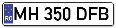 Placuta inmatriculare numar auto  MH-350-DFB, MH 350 DFB, MH350DFB