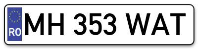 Placuta inmatriculare numar auto  MH-353-WAT, MH 353 WAT, MH353WAT