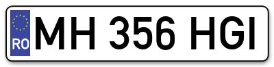 Placuta inmatriculare numar auto  MH-356-HGI, MH 356 HGI, MH356HGI