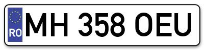 Placuta inmatriculare numar auto  MH-358-OEU, MH 358 OEU, MH358OEU